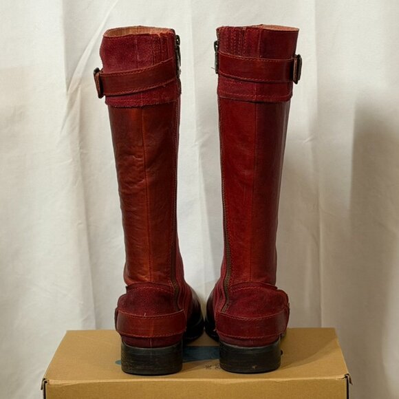 London Underground Red Leather Boots - Sz 7.5 - Picture 3 of 9